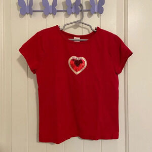 EUC | My Funny Valentine girl’s solid‎ red sequin heart top — medium